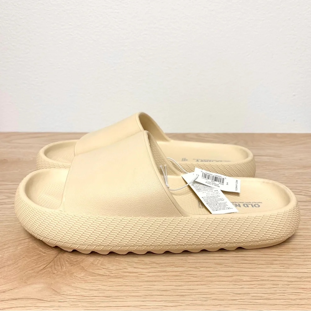 Old Navy Platform Slide‎ EVA Sandals Kids 3-4 Beige Pillow Cloud Cushion Chunky